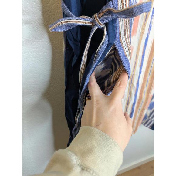 Mata Traders Women's Dress Large Ikat Stripe Sleeveless Side Ties Pockets Cotton - Picture 3 of 5